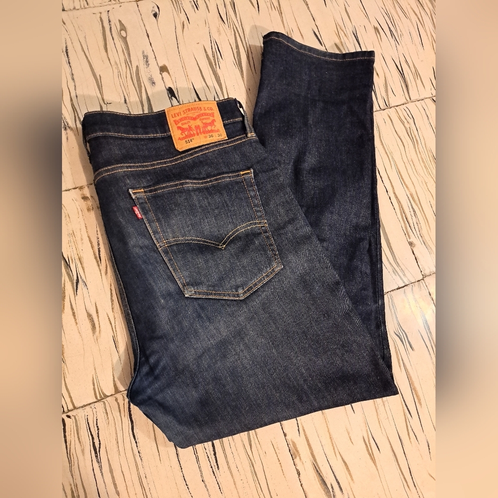 36/30 Levi's 514 Straight Fit Men's Dark Blue Jeans